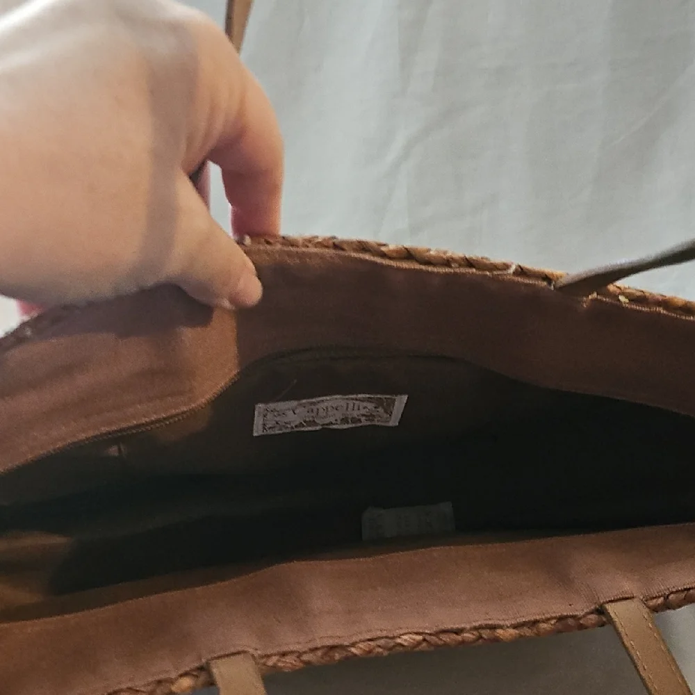 Cappelli Straworld Brown and Tan Shoulder Bag with Woven Design - Picture 4 of 6